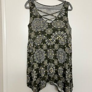 Green Floral Sleeveless Top